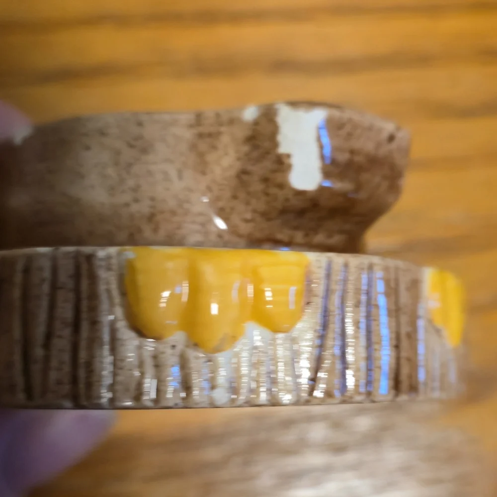 Vintage MCM Ceramic Owl Figurine Two Piece Nesting Speckled Earthy 9.5" Signed - Picture 14 of 16